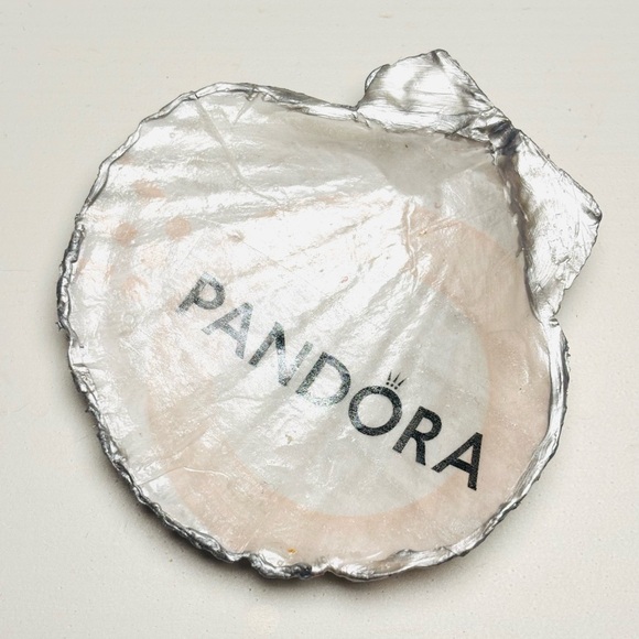 Handcrafted Scallop Shell Ring Dish Mini With Pandora Decoupage Design - Picture 2 of 5